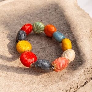 Creative Ethnic Style Flower Glaze Ceramic Beads Bracelet Women Ladies Jewelry
